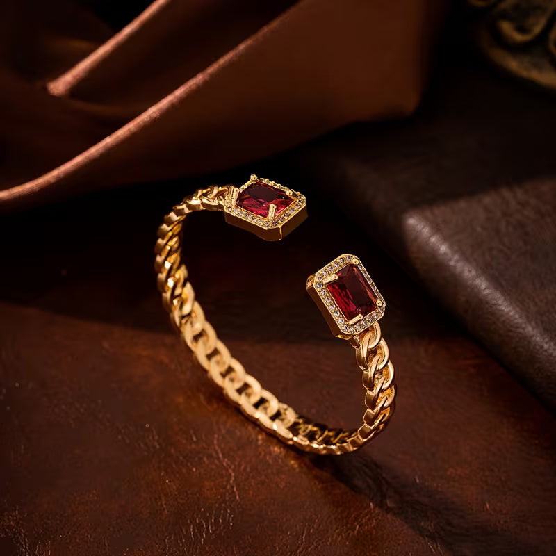 Veloria Ruby Open Bracelet | Gold