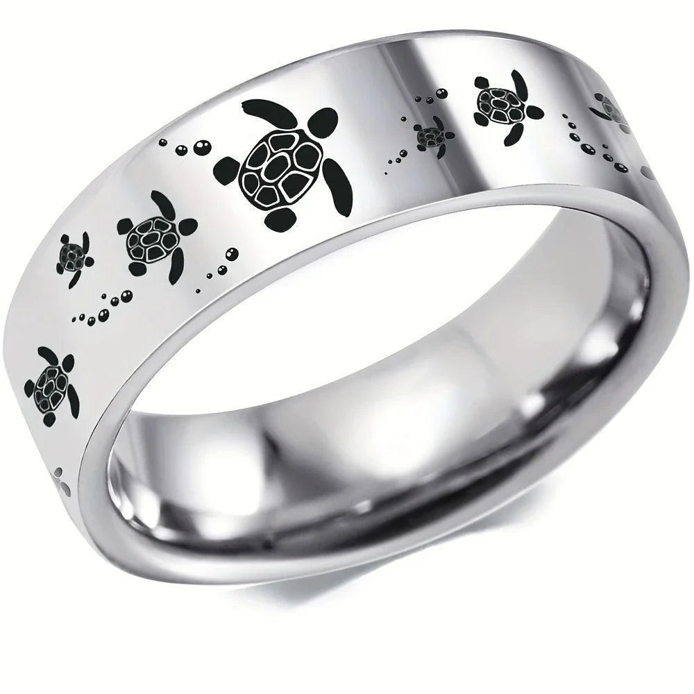 Elegant Sea Turtle Silver Ring