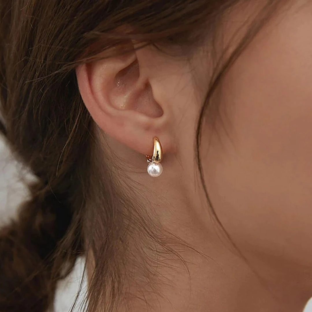 Small Pearl Gold Earrings