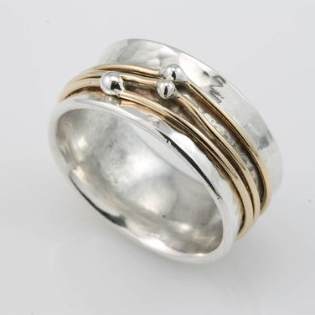 Vintage Silver Ring with Gold Layers