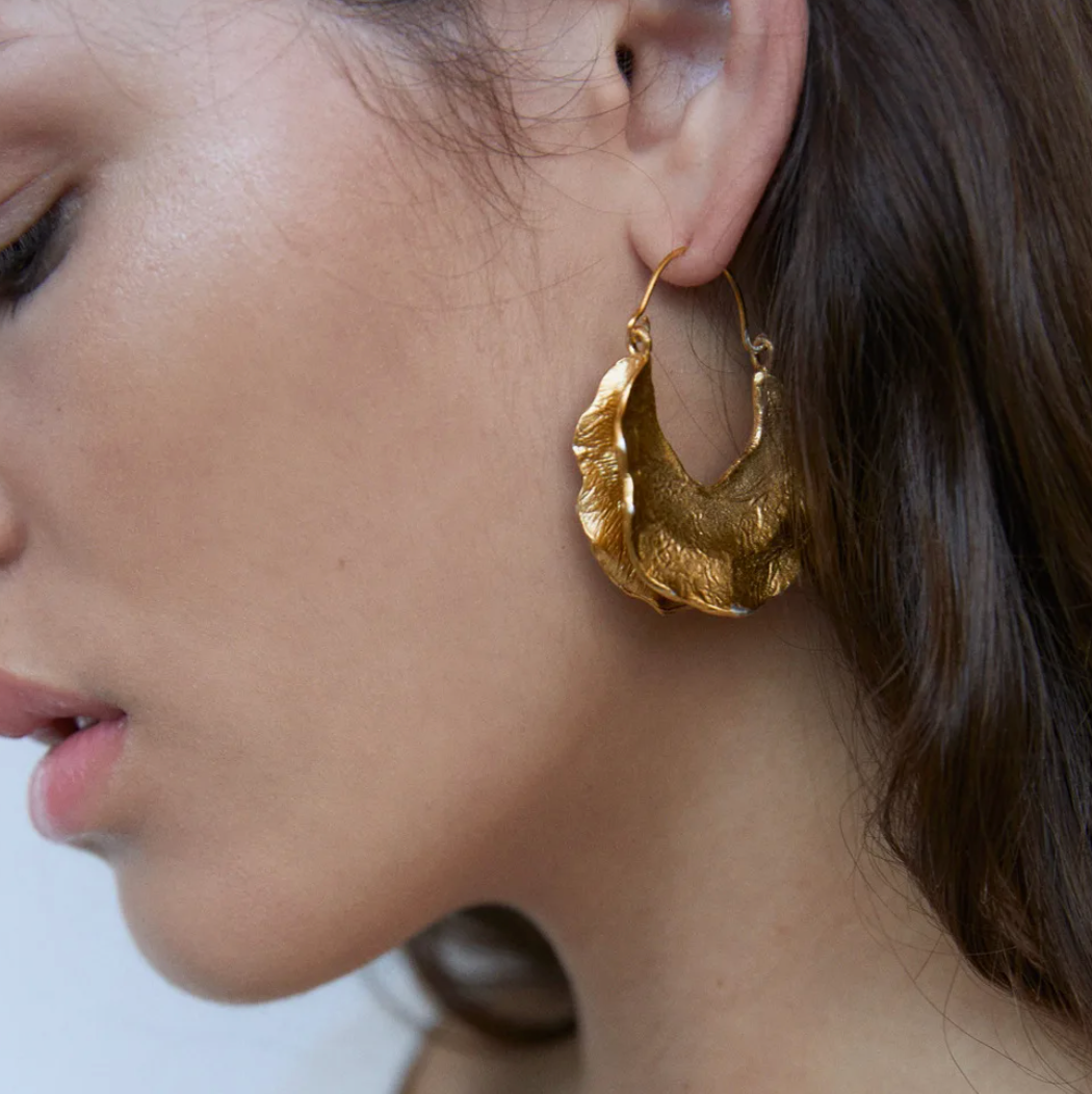 Large 18K Gold Plated Half Pumpkin Earrings