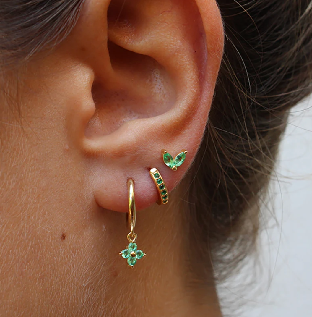 18K Gold Button and Pendant Earrings