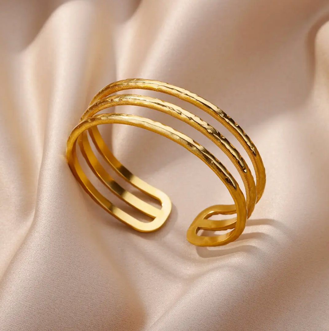 18K Gold Plated Bracelet with 3 Open Strands