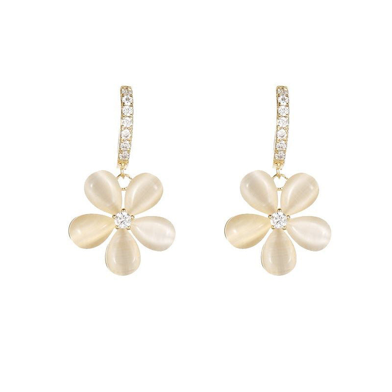 Pristine Petal Earrings with Opal