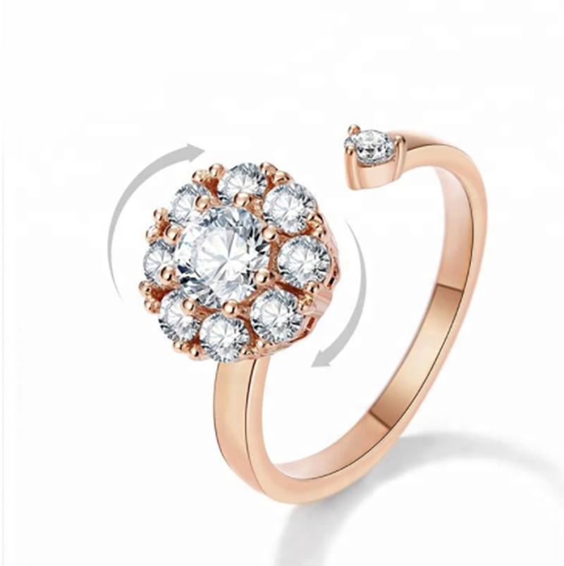 Anxiety Spinner Ring with Zirconia