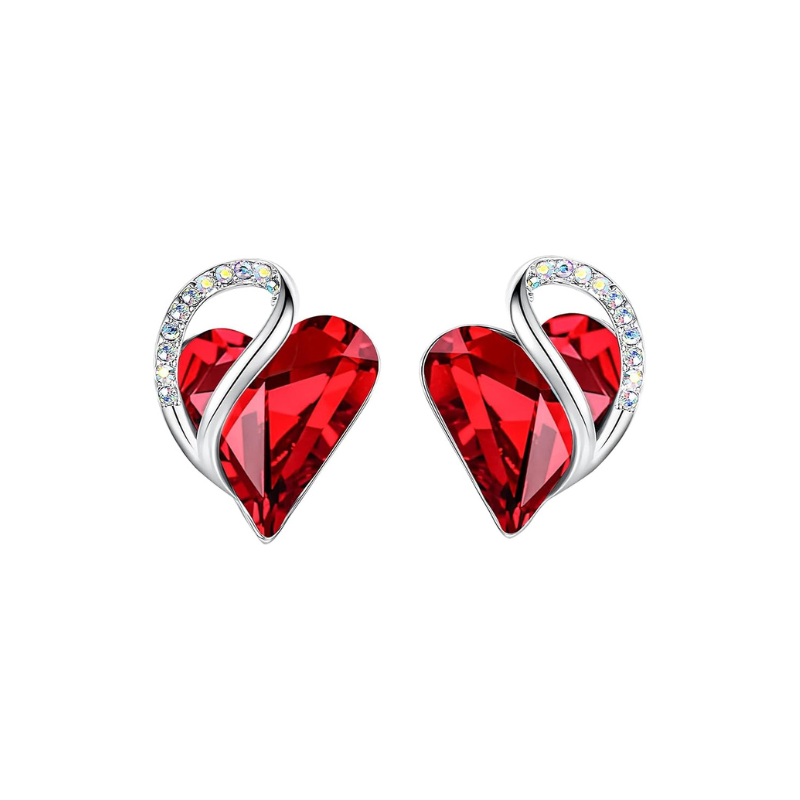 Infinity Heart Ruby Earrings | White Gold