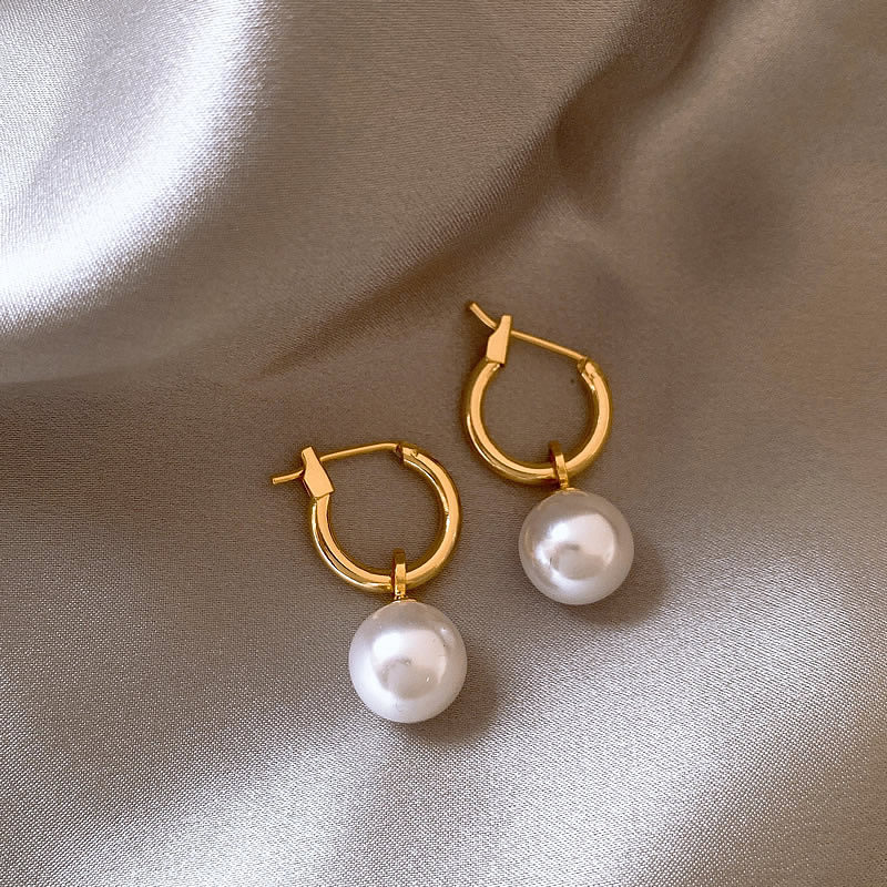 Elegant Beaded Gold Earrings