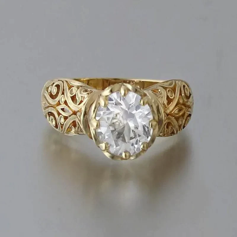 White Crystal Gold Ring