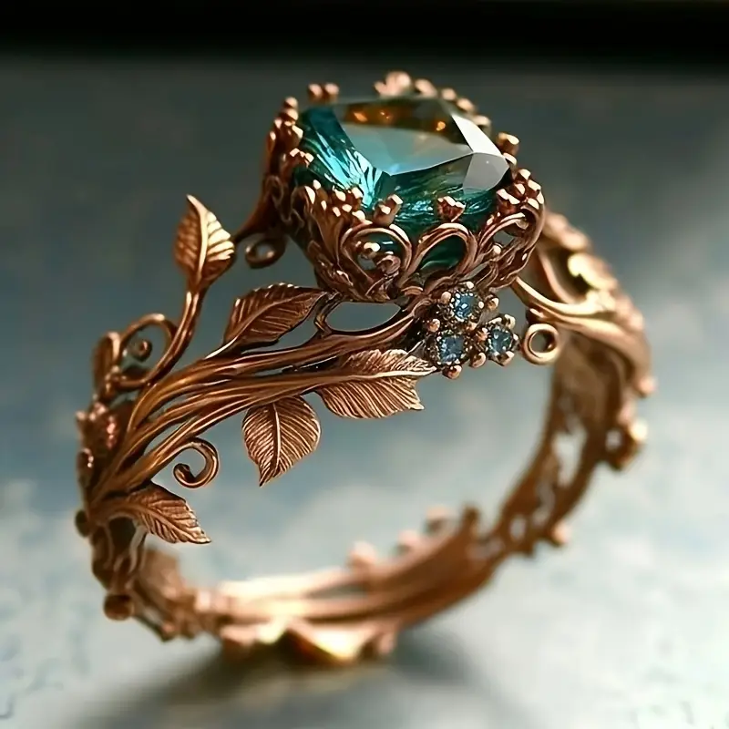 Green Crystal Nature Ring
