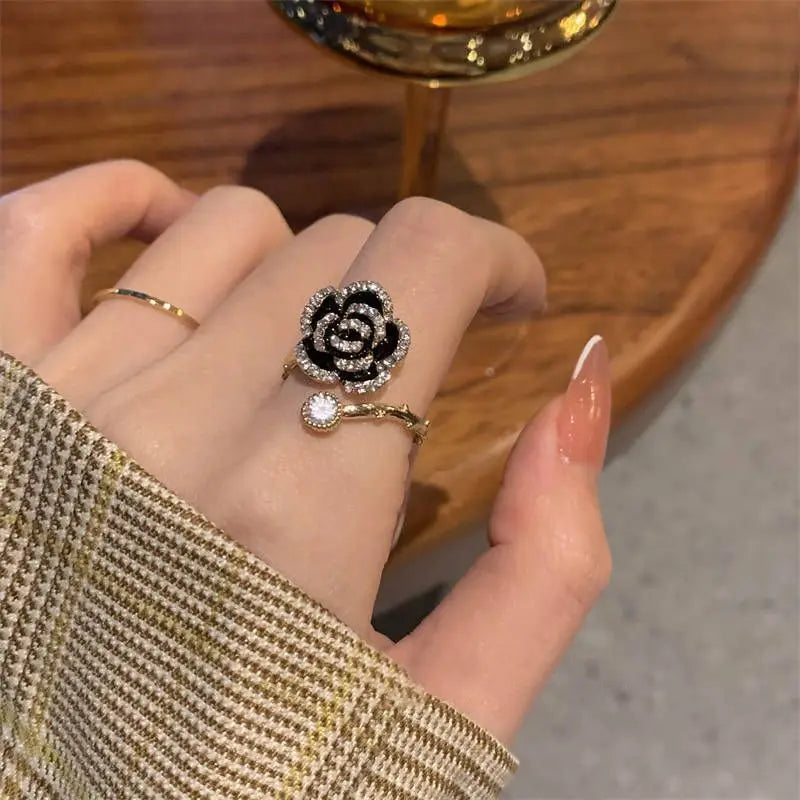 Vintage Black Rose Ring