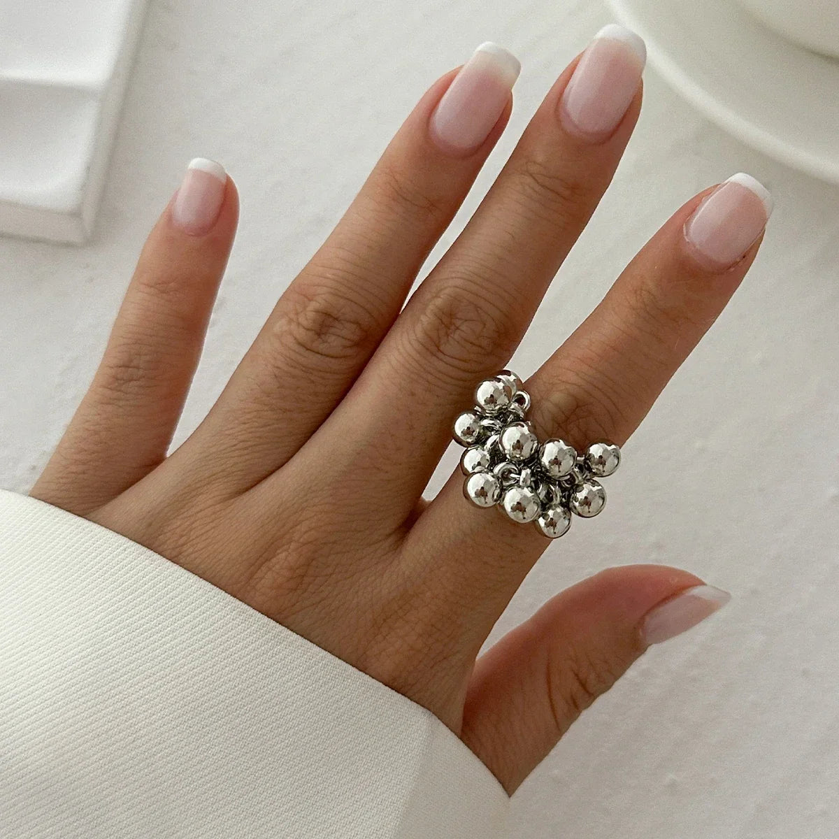 Boho Ring with Inlaid Pearls