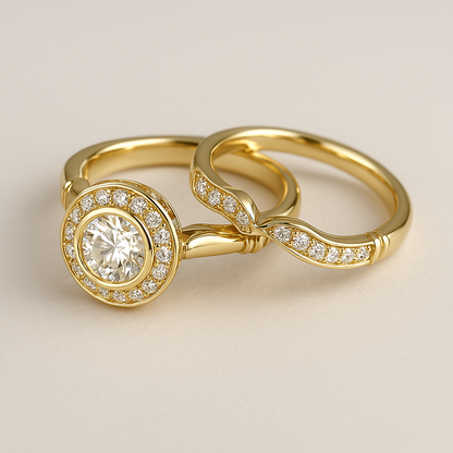 Pack of Vintage Gold and Zirconia Rings
