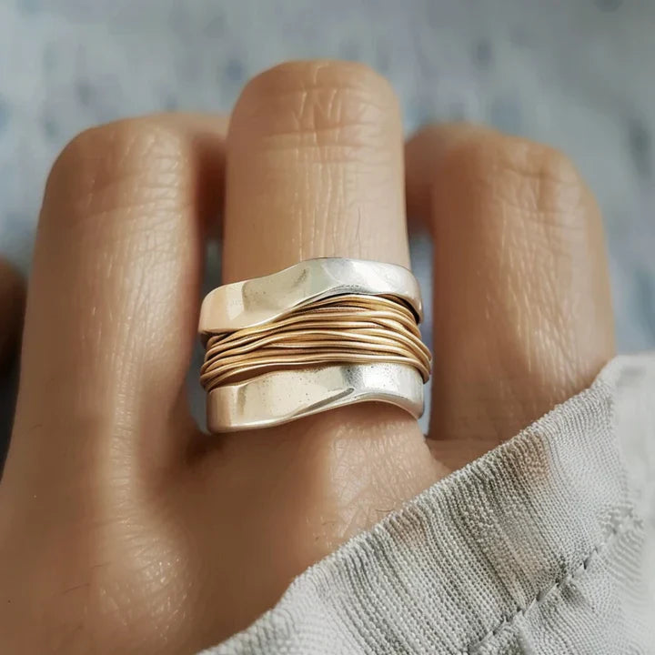 Vintage Silver Gold Thread Ring