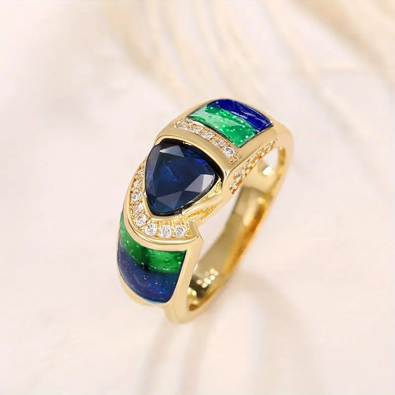 Elegant Triangular Cut Bohemian Style Ring
