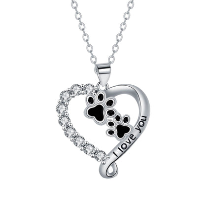 Heart-shaped Pendant Paw Necklace