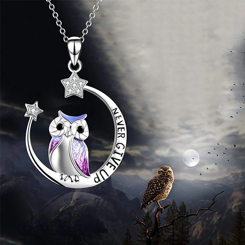 Lunar Owl Necklace - Never Give Up