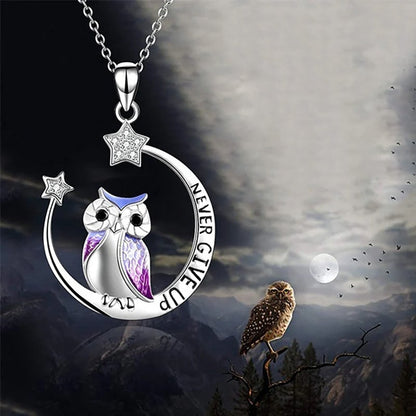 Lunar Owl Necklace - Never Give Up