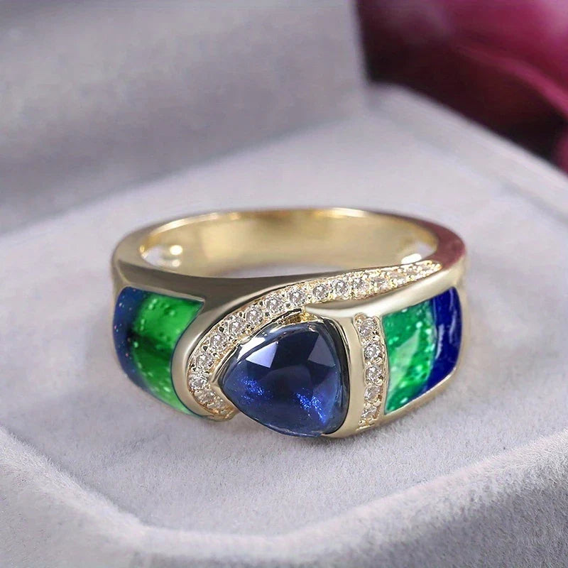 Elegant Triangular Cut Bohemian Style Ring