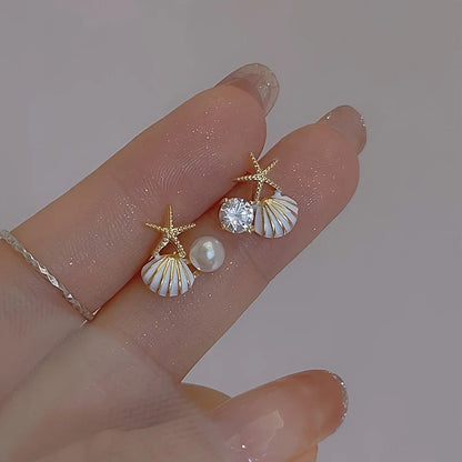 Waterproof Designer Starfish and Shell Earrings