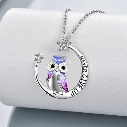 Lunar Owl Necklace - Never Give Up