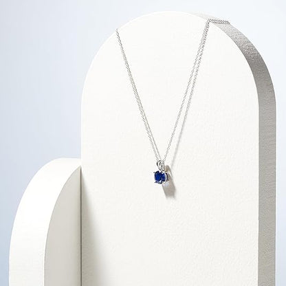 Round Cut Sapphire Necklace | White Gold