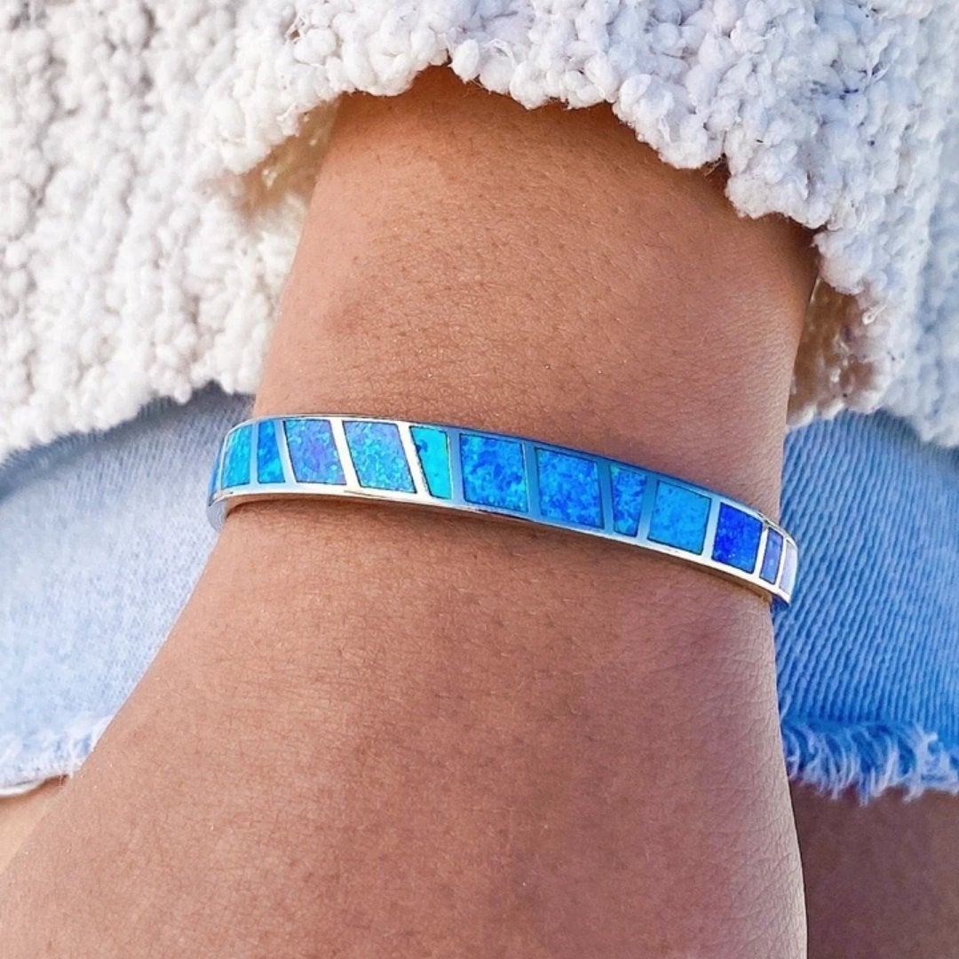 Blue Opal and Silver Bracelet