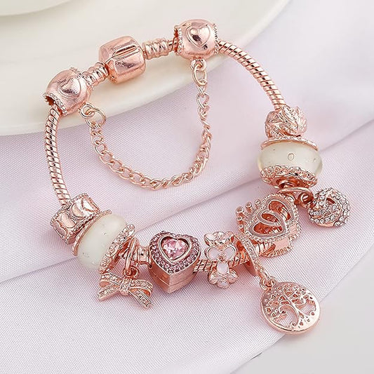 Rose Dreamcatcher Bracelet with Included Charms in Silver
