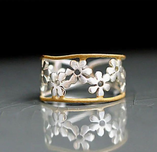 Exquisite Vintage Design Emmaille Blumenring Jewelry