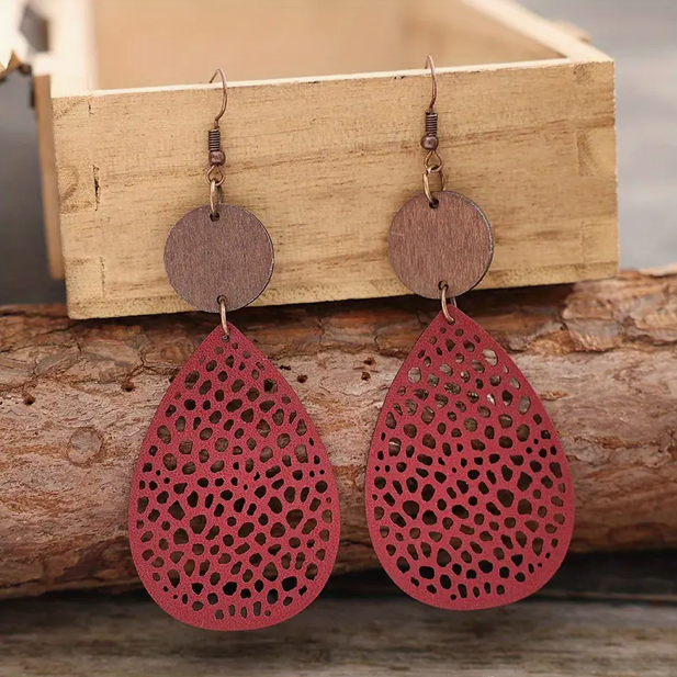 Vintage Leather Hanging Earrings
