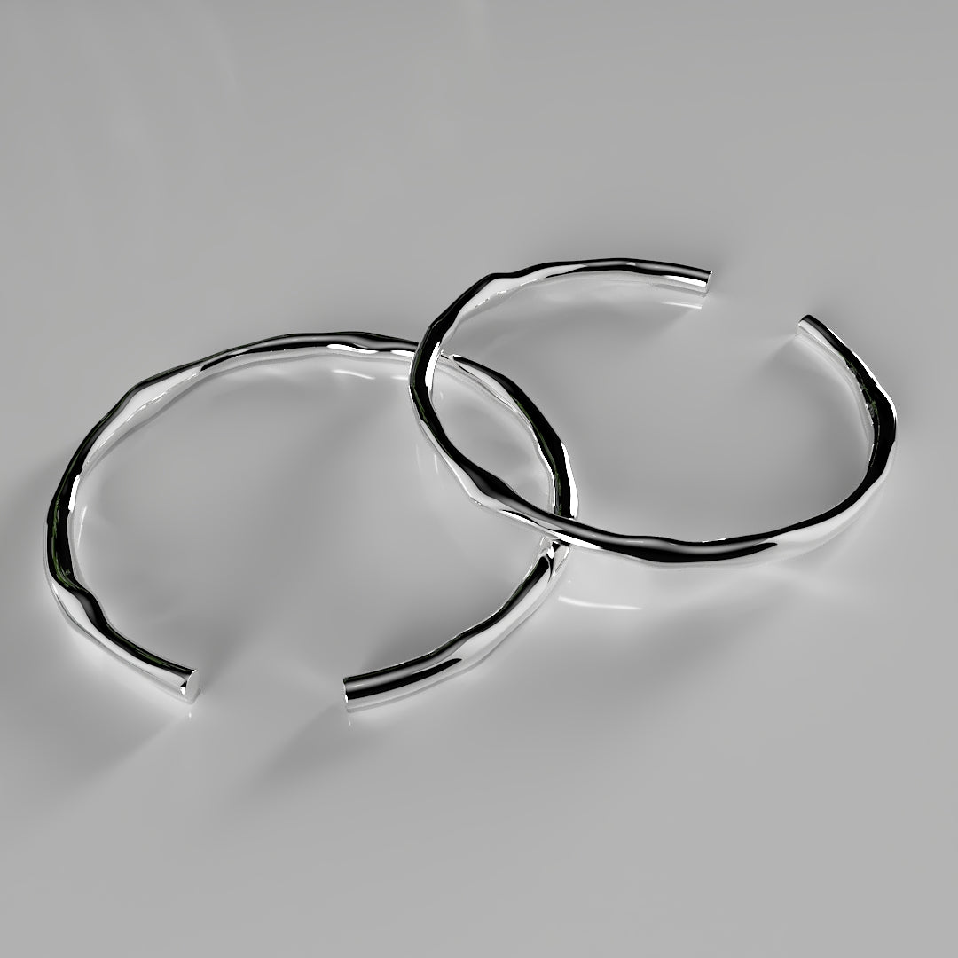 Thick Adjustable Irregular 925 Silver Bracelet