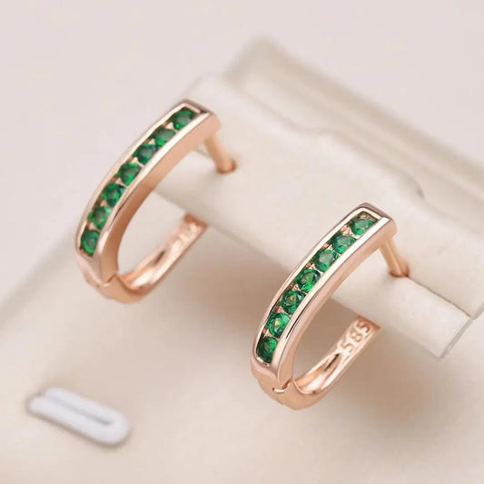 Gold Earrings with Emerald Diamond