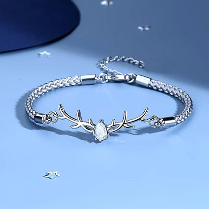 Deer Horn Heart Bracelet with Zircon