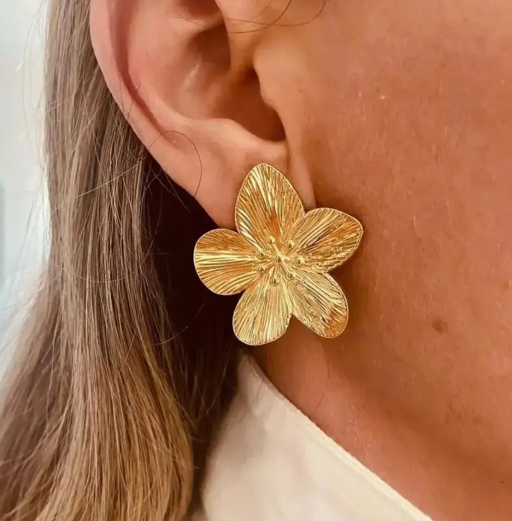 18K Gold Plated Precious Flower Earrings