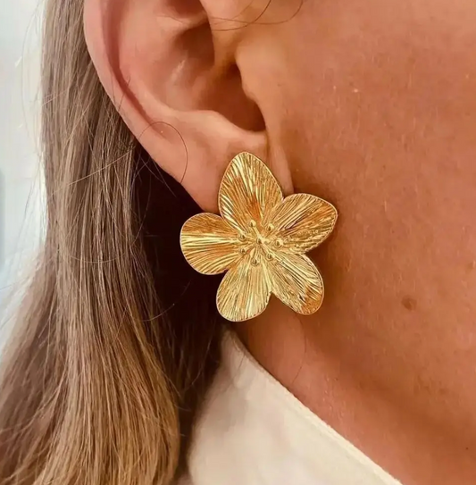 18K Gold Plated Precious Flower Earrings