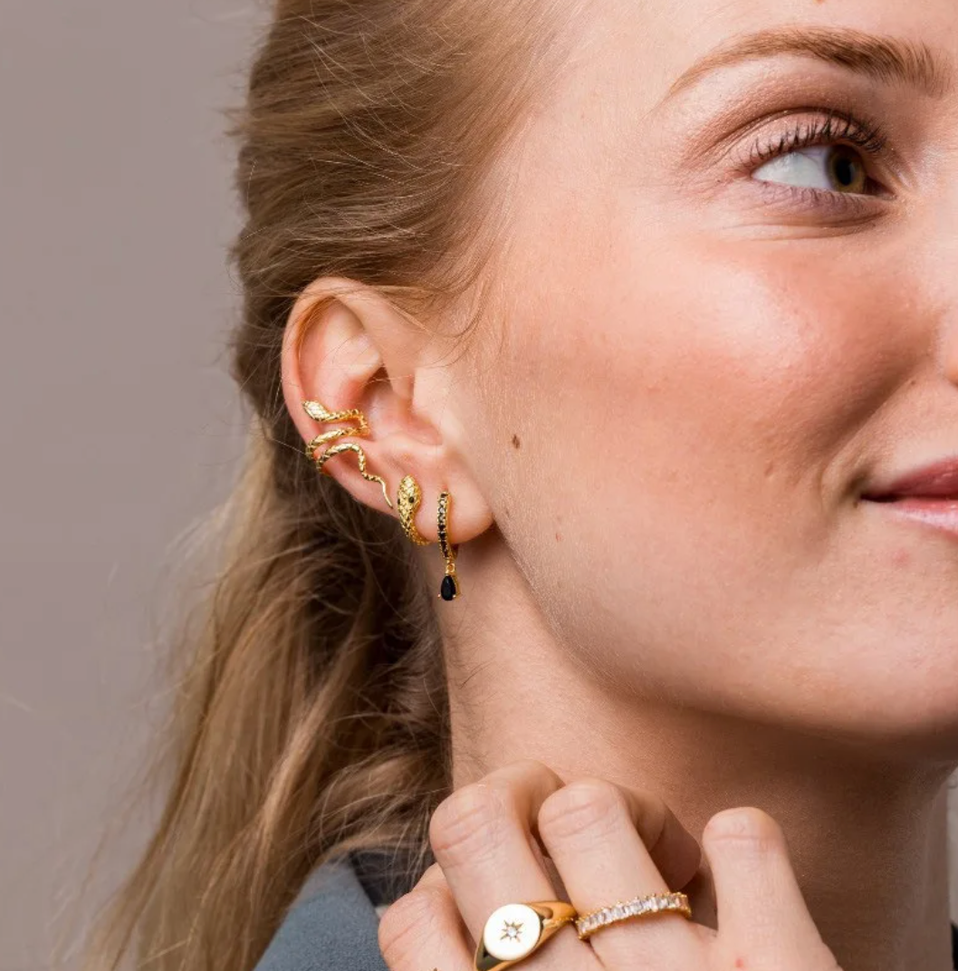 Set of 18K Gold Plated Snake Earrings