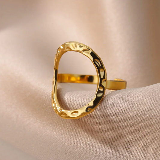 18K Gold Plated Ring with Large Circle