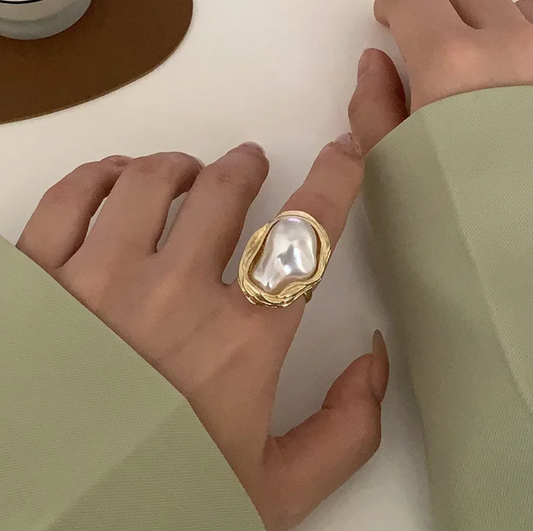 18K Gold Plated Sea Pearl Ring
