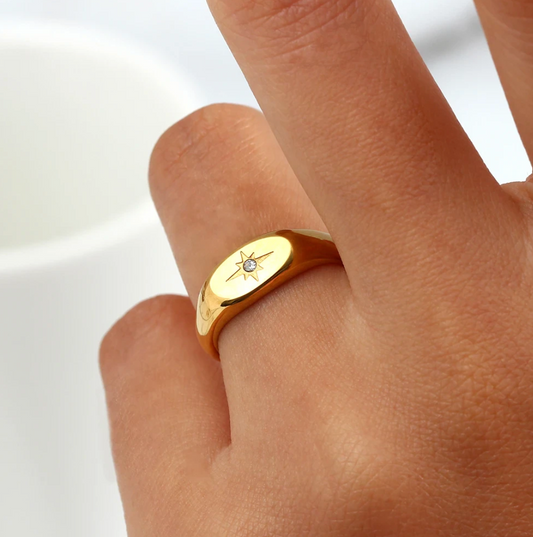 18K Gold Plated North Star Ring