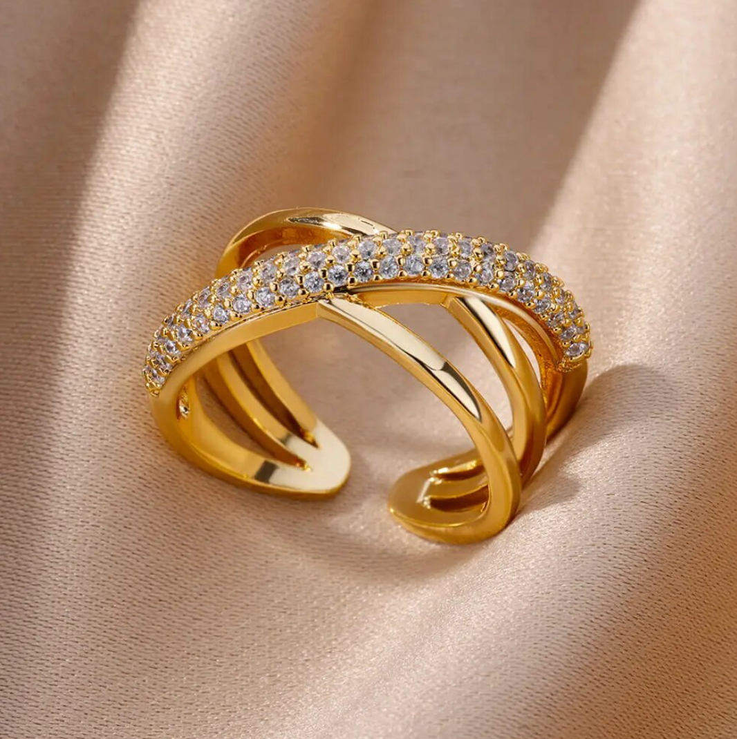 18K Gold Plated Eternal Circle Ring with Zirconia