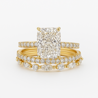 Jaily 3PC Wedding Ring Set | Gold