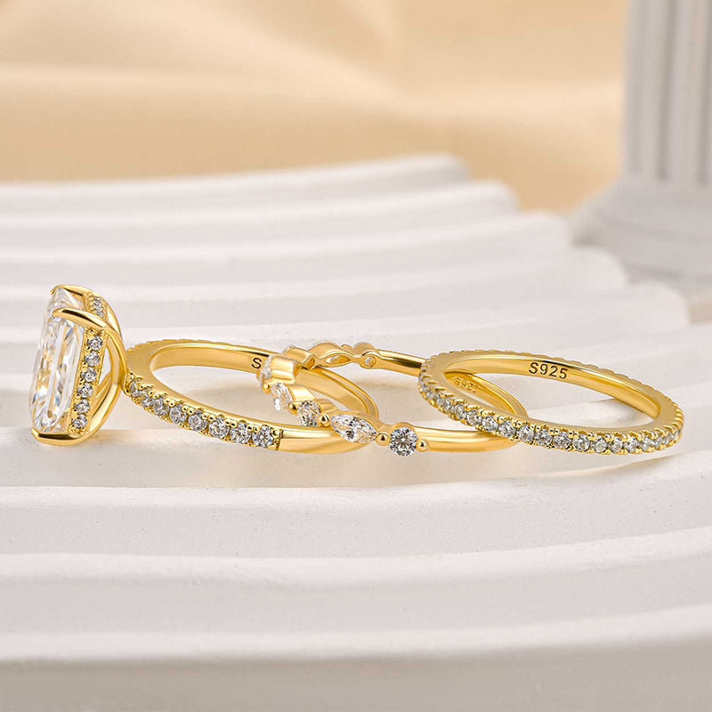 Jaily 3PC Wedding Ring Set | Gold