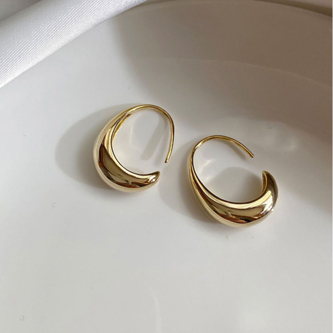 Shiny 18K Gold Modernist Earrings