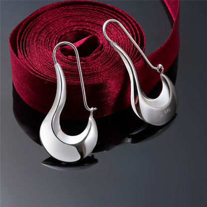 Polished 925 Silver Modernist Style Earrings