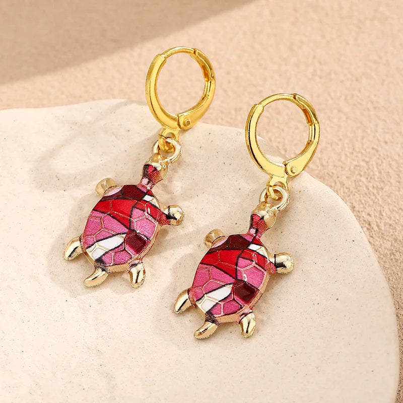 Sea Turtle Huggie Earrings Ocean Charm