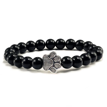 Beaded Paw Bracelet – Natural Stone Design