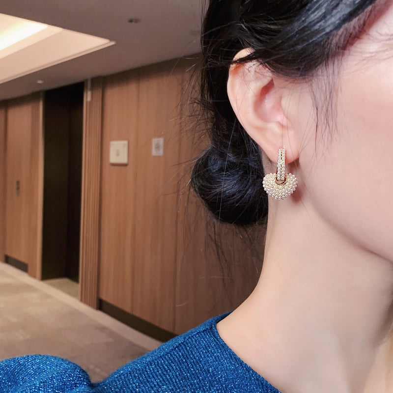 Love Pearls Gold Earrings