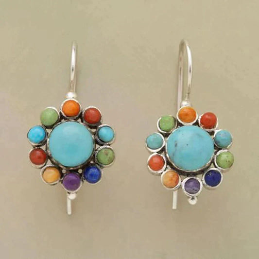 Multicolor Round Turquoise Earrings