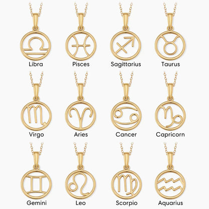 Zodiac sign necklace | Gold