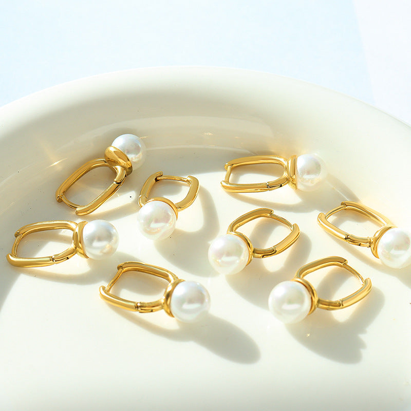 Geometric Pearl Veers Earrings