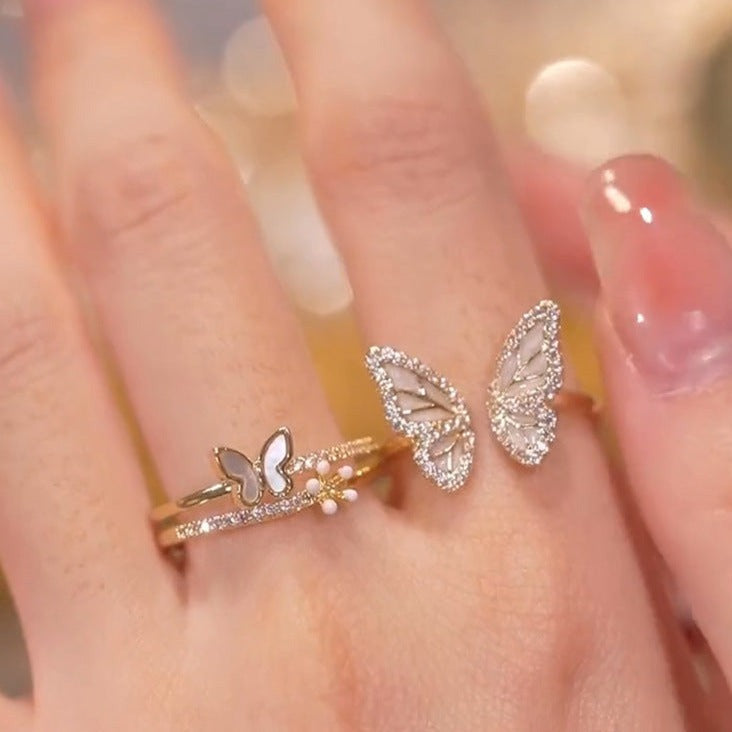 Twin Rings with Elegant Flutter Design